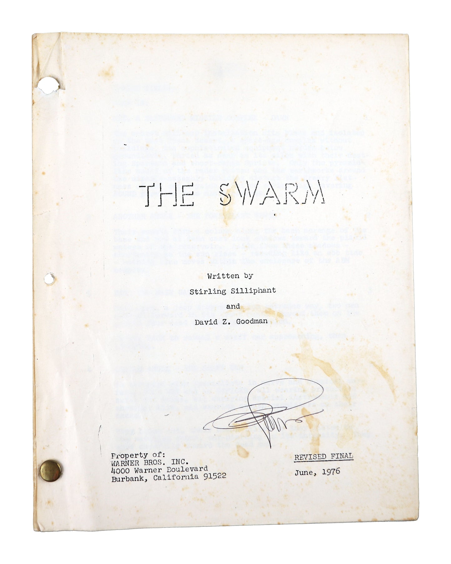 "The Swarm" Dan Perri's Personal Script