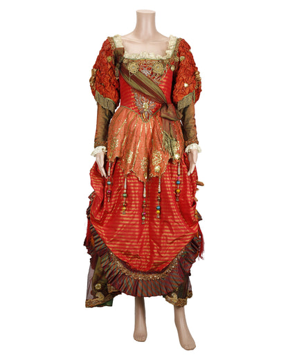 "Unknown Treasure" Red and Gold Gown with Headdress