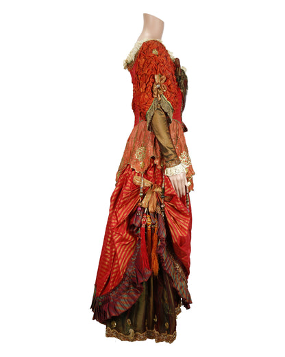 "Unknown Treasure" Red and Gold Gown with Headdress