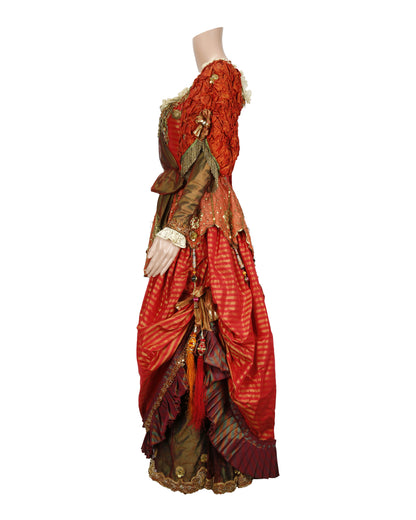 "Unknown Treasure" Red and Gold Gown with Headdress