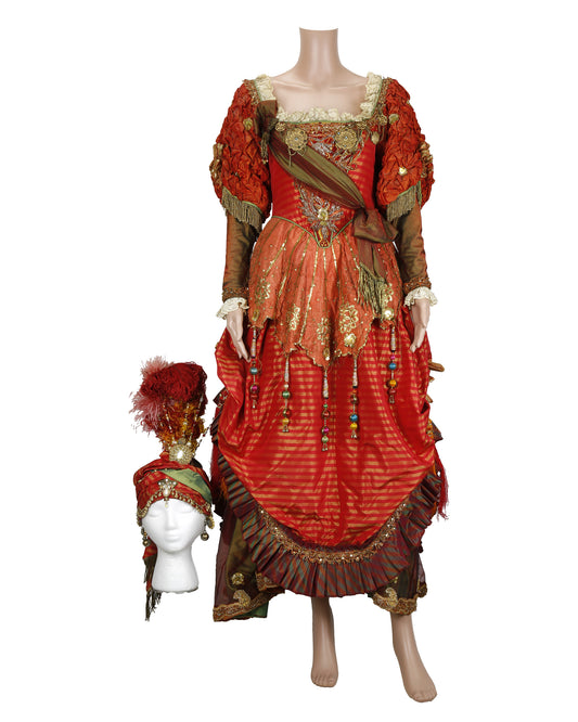 "Unknown Treasure" Red and Gold Gown with Headdress