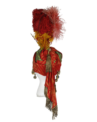 "Unknown Treasure" Red and Gold Gown with Headdress