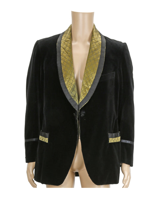 "Unknown Treasure" Black Velvet Smoking Jacket