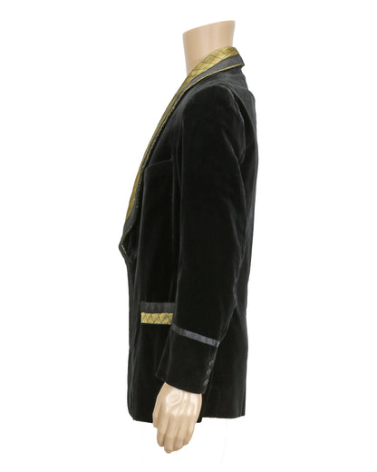 "Unknown Treasure" Black Velvet Smoking Jacket