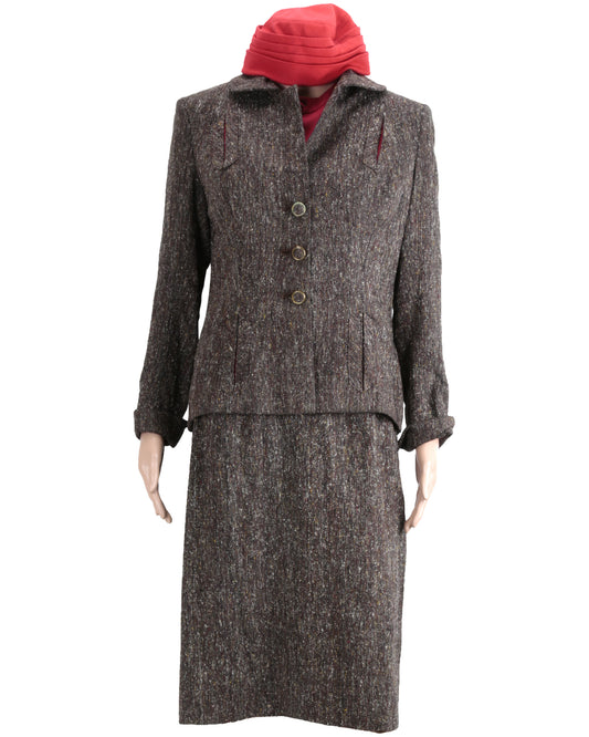 "Unknown Treasure" Tweed Jacket and Skirt with Red Shirt and Hat